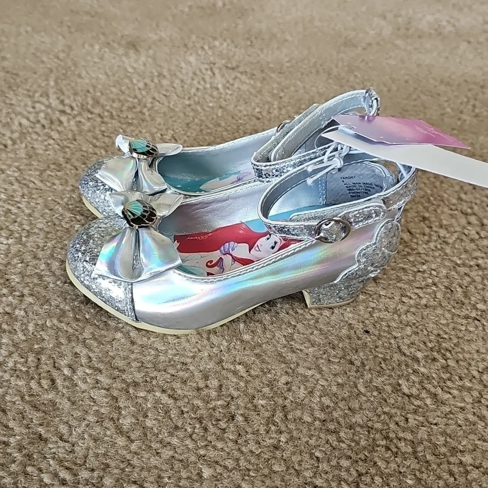 Disney Princess Ariel Silver Ballet Flats Toddler Girls Size 6